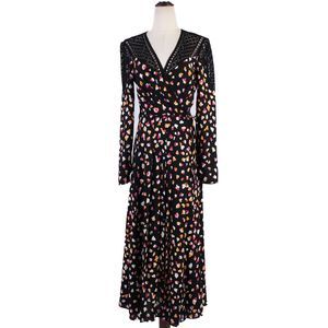 NEW Karen Millen Wrap Dress Black Multicolor Size S Polyester